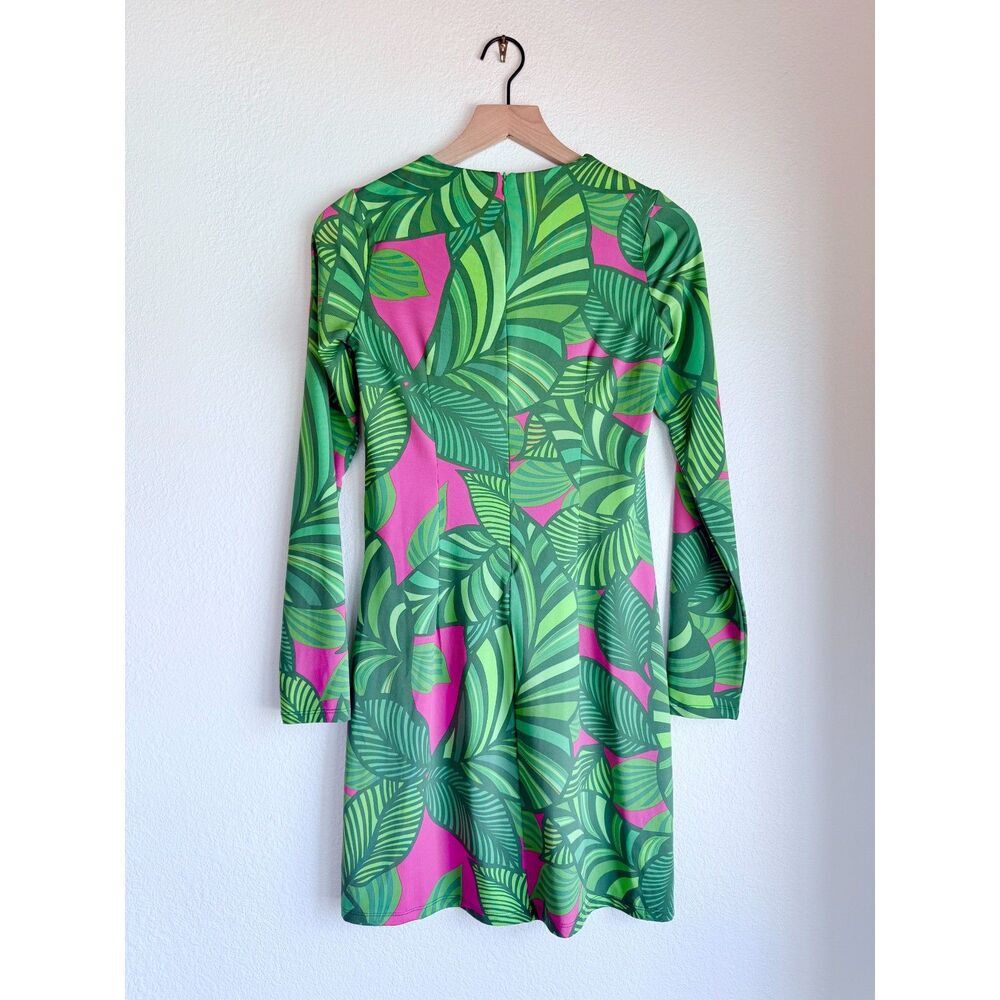 NEW Flora Bea Morgan Long Sleeve Shift Dress in Farm Valley Pink Tropical Size S - Picture 5 of 13